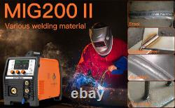 5 in 1 MIG Welder Aluminum Gas Gasless 200A MIG TIG ARC Welding Machine WithHelmet