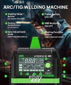 AIXZ AC DC TIG Welder Stick Pulse TIG Aluminum Welding Machine 200A 110V/220V